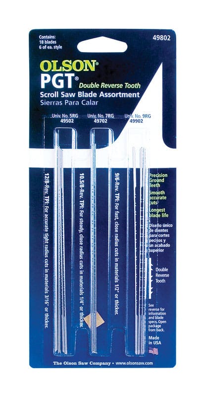 Olson PG49802 PGT 5 in. Carbon Steel Scroll Saw Blade 2 TPI 18 pk