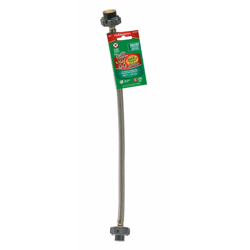Fluidmaster B1F12CS Click Seal 3/8 in. Compression X 1/2 in. D FIP 12 in. Stainless Steel Supply Line