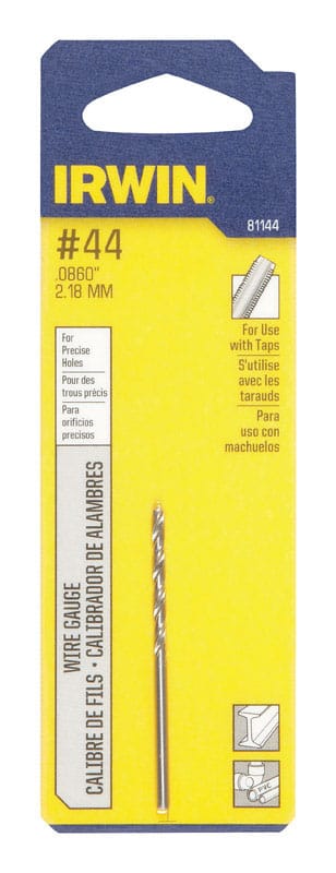 Irwin 81144 #44 X 2-1/8 in. L High Speed Steel Jobber Length Wire Gauge Bit Straight Shank 1 pk