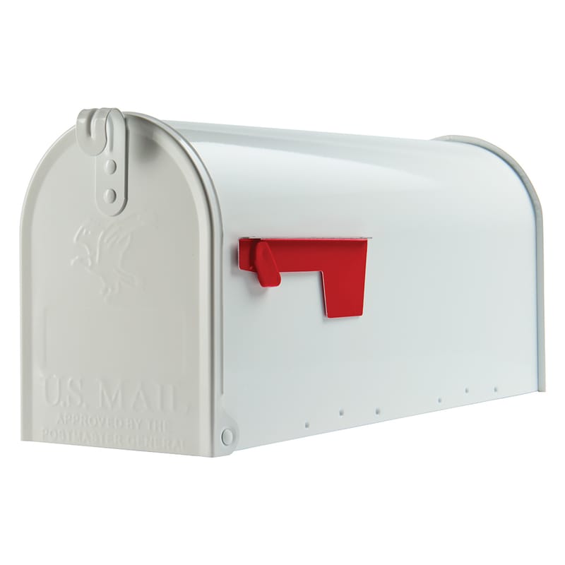 Architectural Mailboxes E1100WAM Elite Classic Galvanized Steel Post Mount White Mailbox