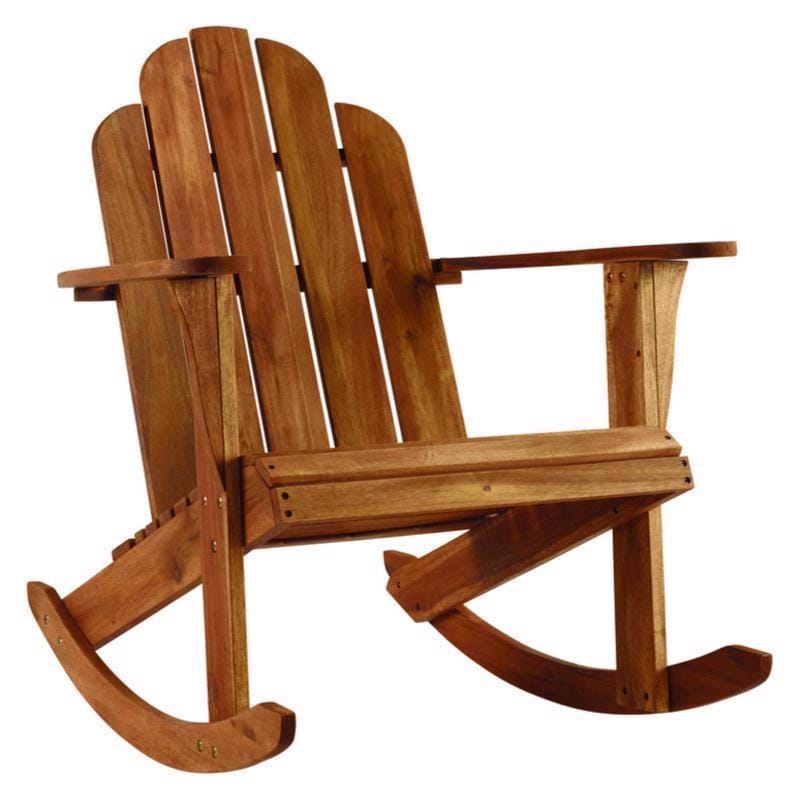 Living Accents L039-50V0 Light Brown Wood Frame Adirondack Rocking Chair