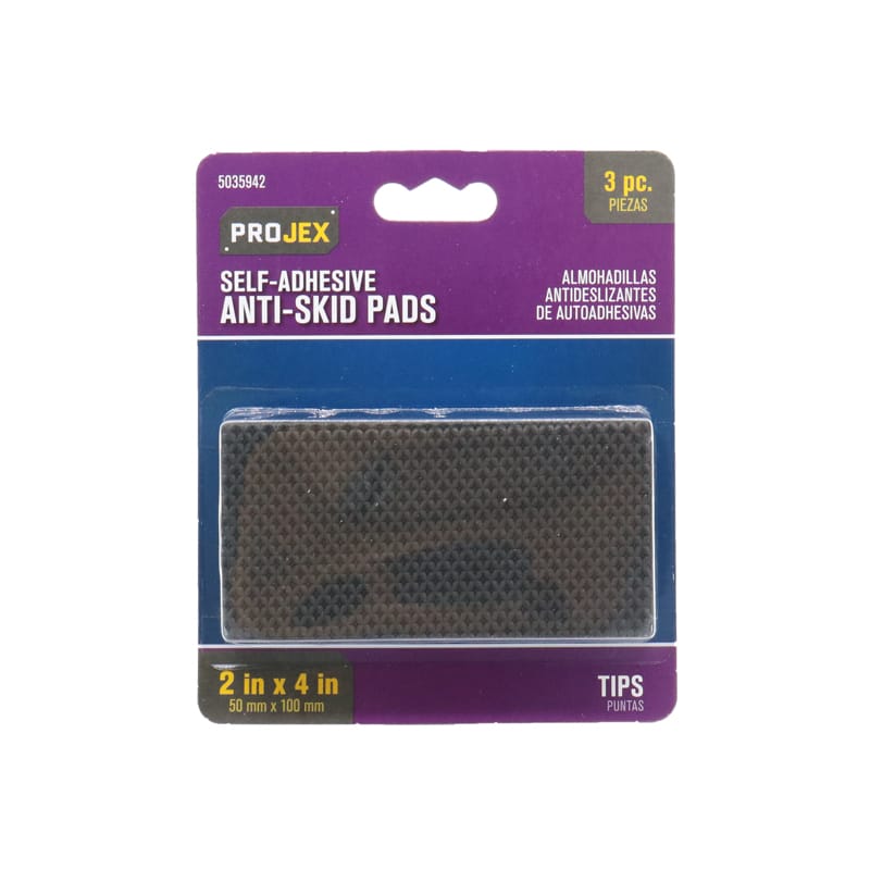 Projex P0043 Rubber Self Adhesive Non-Skid Pad Black Rectangle 2 in. W X 4 in. L 3 pk