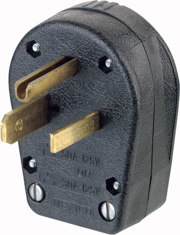 Leviton 00930-00E Commercial Thermoplastic Ground/Straight Blade Plug 5-30P/5-50P 14-6 AWG 2 Pole 3 Wire