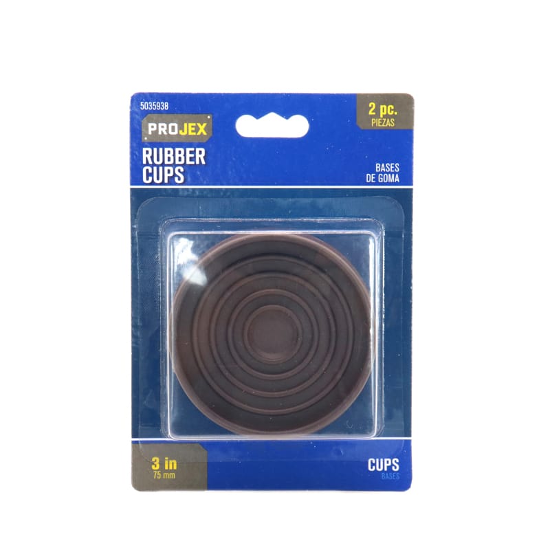 Projex P0024 Rubber Furniture Cups Brown Round 3 in. W X 3 in. L 2 pk