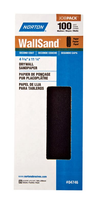 Norton 07660704746 WallSand 11-1/4 in. L X 4-3/16 in. W 100 Grit Silicon Carbide Drywall Sandpaper 25 pk