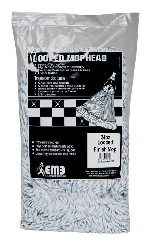 Elite Mops And Brooms 115-LOOPED-FM 24 oz. Looped Cotton/Synthetic Blend Mop Refill 1 pk