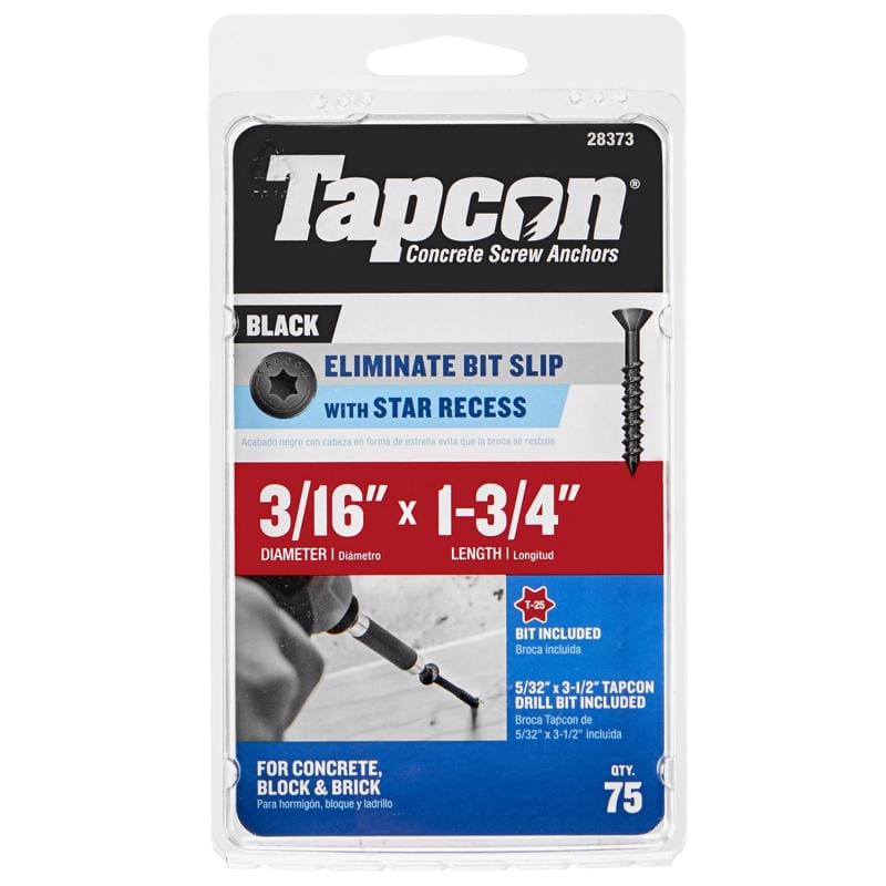 Tapcon 28373 3/16 in. X 1-3/4 in. L Star Star Head High/Low Concrete Screws