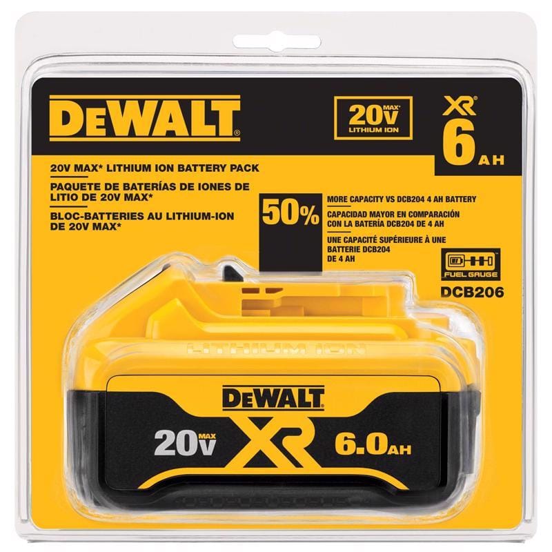 Dewalt DCB206 20V MAX XR DCB206 6 Ah Lithium-Ion Battery 1 pc