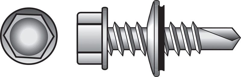 Hillman 561044 No. 12 Ga. X 2 in. L Hex Hex Washer Head Self-Drilling Screws 100 pk