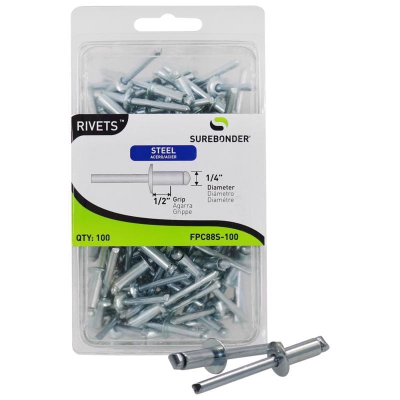 Surebonder FPC88S-100 1/4 in. D X 1/2 in. Steel Rivets Silver 100 pk