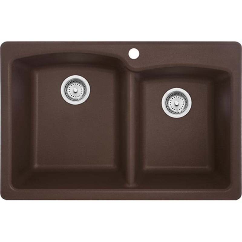 Franke EODB33229-1 Ellipse Composite Granite Dual Mount 22 in. W X 33 in. L Double Bowl Kitchen Sink Mocha