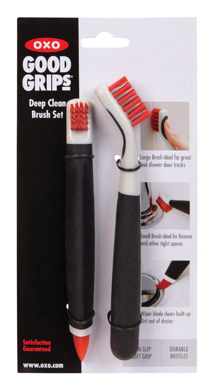 Oxo 1285700V4 Good Grips Medium Bristle Plastic/Rubber Handle Deep Clean Brush Set