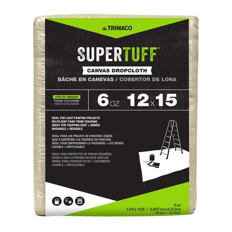 Trimaco 56703 SuperTuff 12 ft. W X 15 ft. L X 0.06 mil 6 oz Canvas Drop Cloth 1 pk
