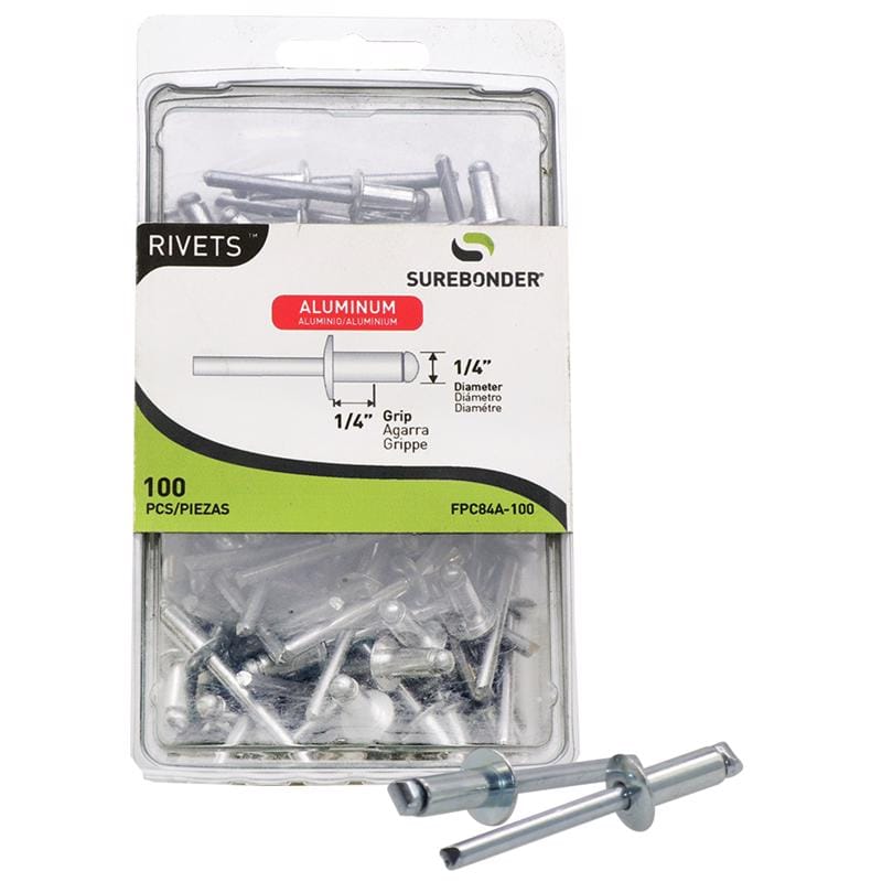 Surebonder FPC84A-100 1/4 in. D X 1/4 in. Aluminum Rivets Silver 100 pk