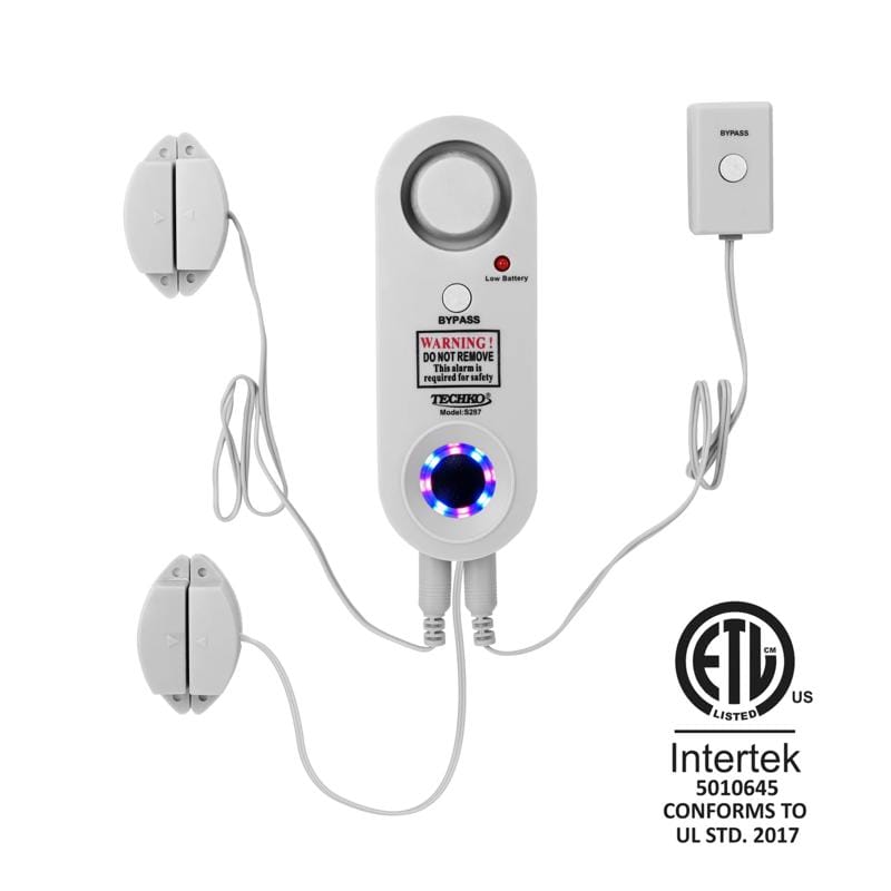 Techko S287 Battery Powered/Plug-In Indoor and Outdoor White Security Alarm