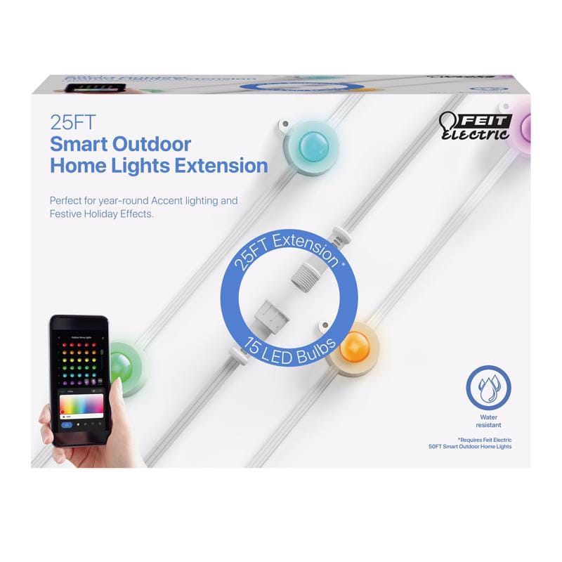 Feit SL5030RGBWAG25E Permanent LED Smart-Enabled Permanent Color Changing String Light Extension Multicolored 25 ft.