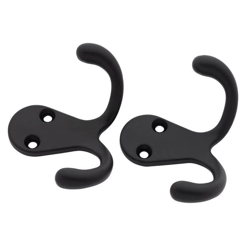 National Hardware N830-597 Medium Matte Black Metal 1.76 in. L Double Hook 35 lb 2 pk