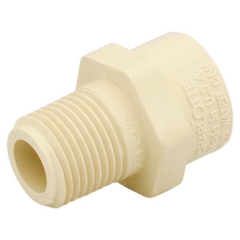 Charlotte Pipe CTS021100600 FlowGuard 3/4 in. Hub X 1/2 in. D MPT CPVC Reducing Adapter