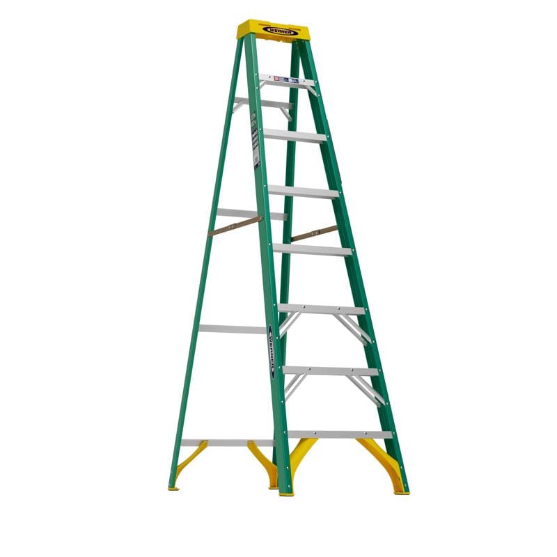 Werner 5908 8 ft. H Fiberglass Step Ladder Type II 225 lb. cap.