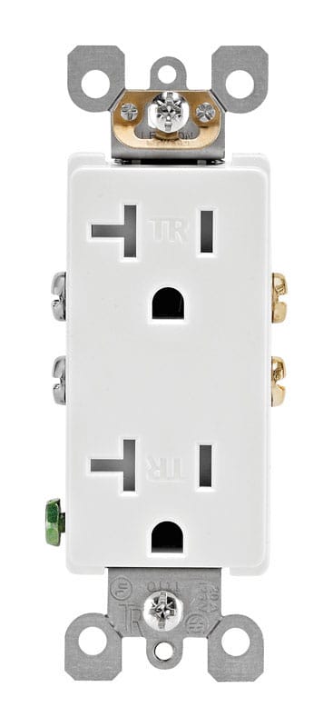 Leviton T5825-W Decora 20 amps 125 V Duplex White Outlet 5-20R 1 pk