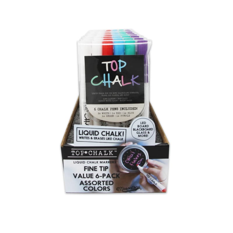 Masontops TC6 Top Chalk Erasable Liquid Chalk Markers 6 pk