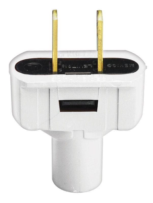 Leviton C22-48643-00W Residential Vinyl Straight Blade Plug 1-15P 18-14 AWG 2 Pole 2 Wire
