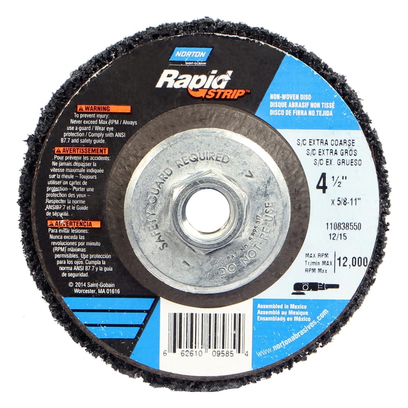 Norton 66261009585 Rapid Strip 4.5 in. Aluminum Oxide Center Mount Stripping Disc 50 Grit Extra Coarse 1 pk