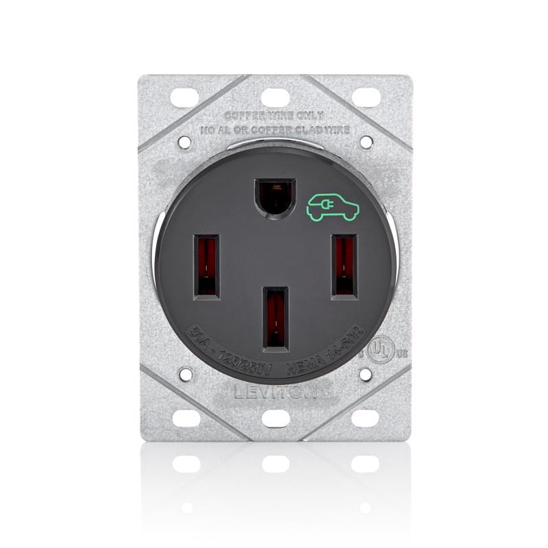 Leviton 1450R-R10-0B0 EV Charging 50 amps 250 V Single Black Outlet 14-50R 1 pk