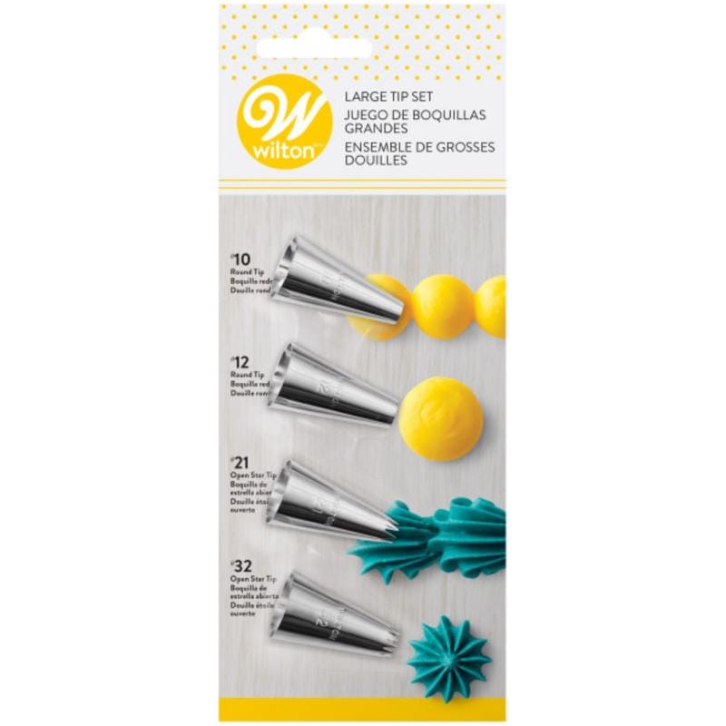 Wilton 191007516 Stainless Steel Large Cake Decorating Tips 4 pc