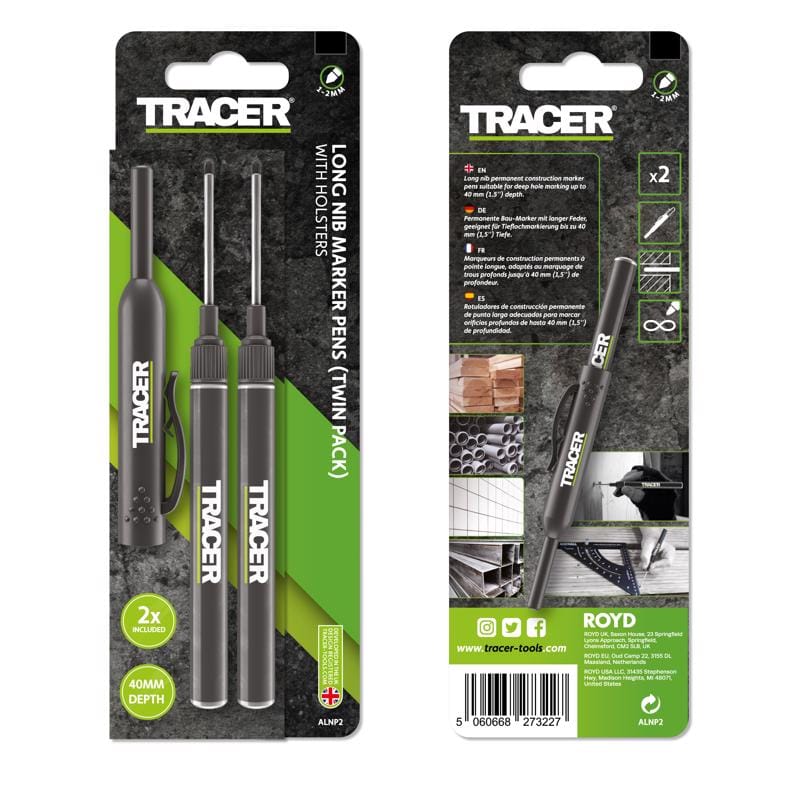 Tracer ALNP2 8 in. L Long Nib Deep Hole Marker Black 2 pc