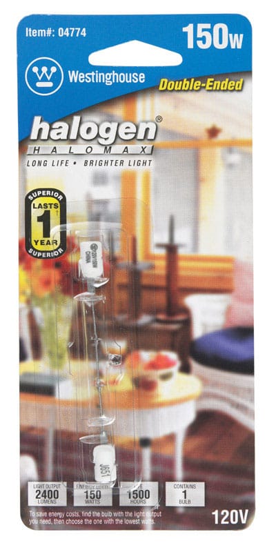 Westinghouse 0477400 150 W T3 Double-Ended Halogen Bulb 2,600 lm White 1 pk