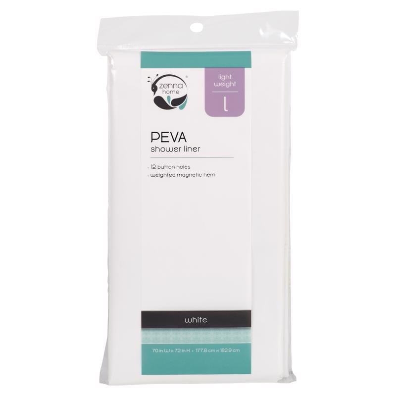 Zenna Home LPRLWWL 72 in. H X 70 in. W White Solid Shower Curtain Liner PEVA