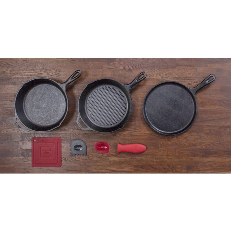 Lodge L6SPA41 Essential Cast Iron Cookware Set Black