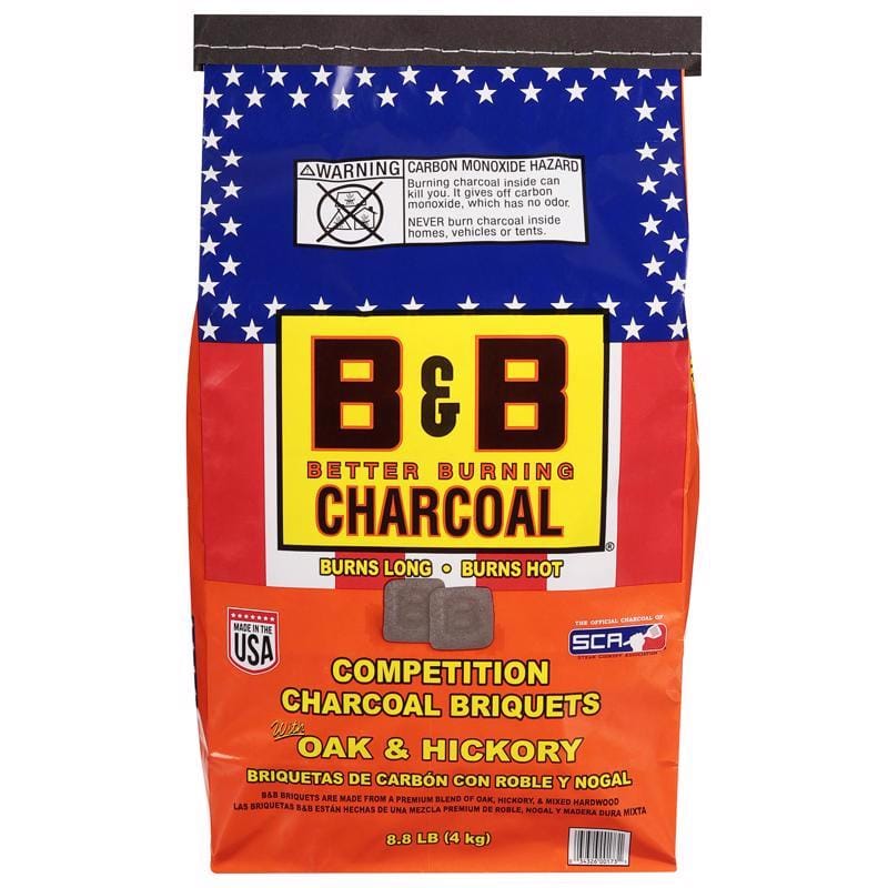 B&B Charcoal B00073D-91 All Natural Hickory and Oak Charcoal Briquettes 8.8 lb