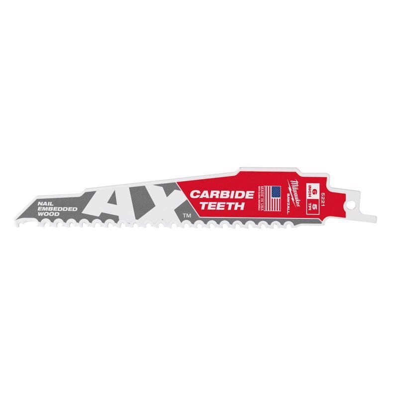 Milwaukee 48-00-5221 Sawzall Blade 6" 5 Tpi Carbide