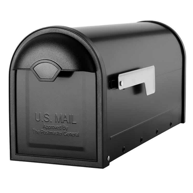 Architectural Mailboxes 8830B-10 Winston Classic Galvanized Steel Post Mount Black Mailbox
