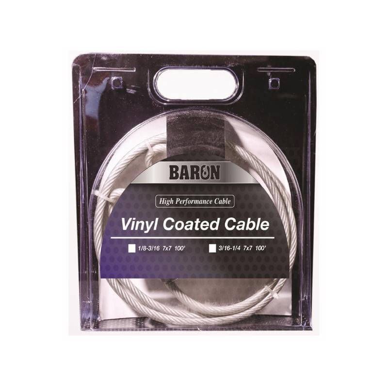 Baron 53205 3/16-1/4 in. D X 100 ft. L Vinyl Coated Galvanized Steel Aircraft Cable