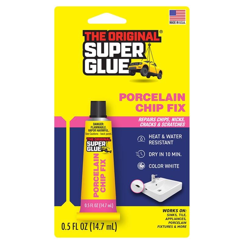 THE Original Super GLUE 11710232 Porcelain Chip Fix High Strength White Crack Repair 0.5 oz