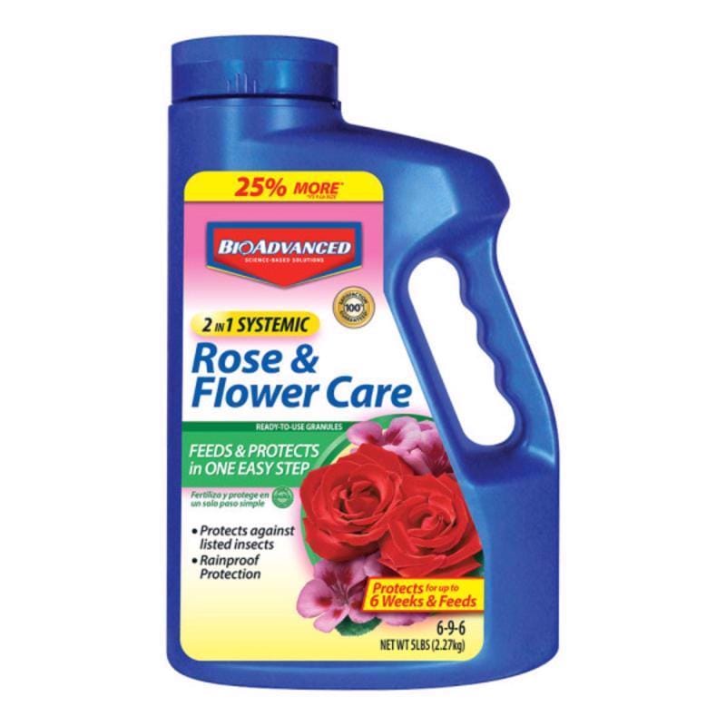 Bioadvanced 708110A 2-In-1 Systemic Granules Rose and Flower Plant Food 5 lb