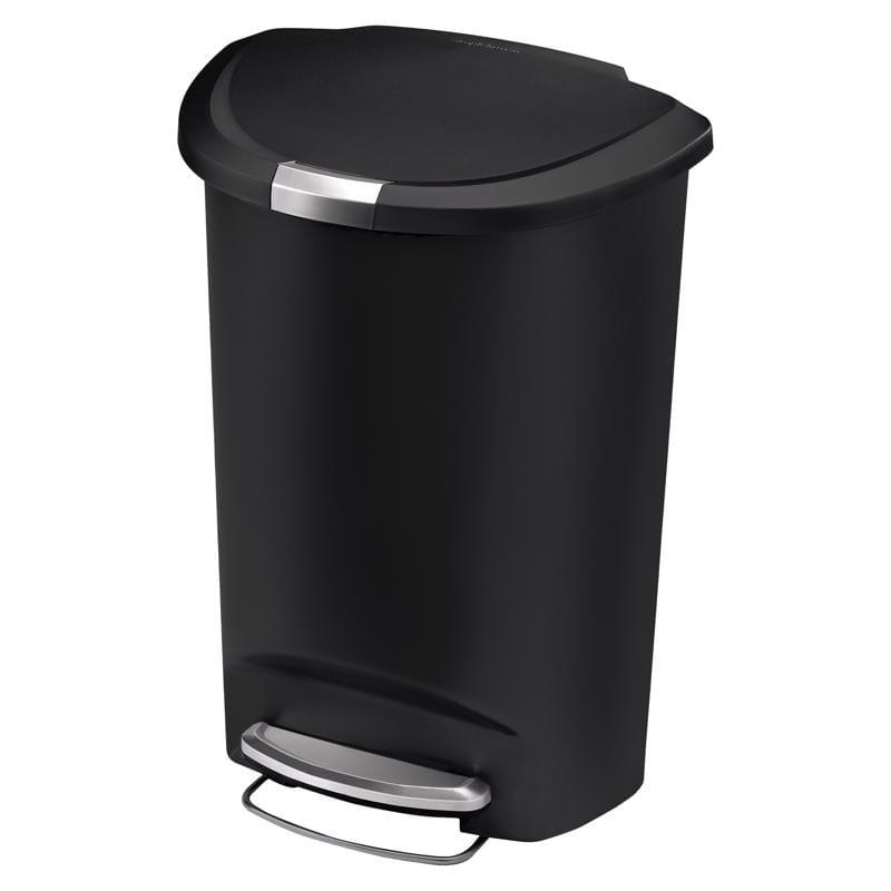 Simplehuman CW1389 50 L Black Plastic/Steel Step On Trash Can