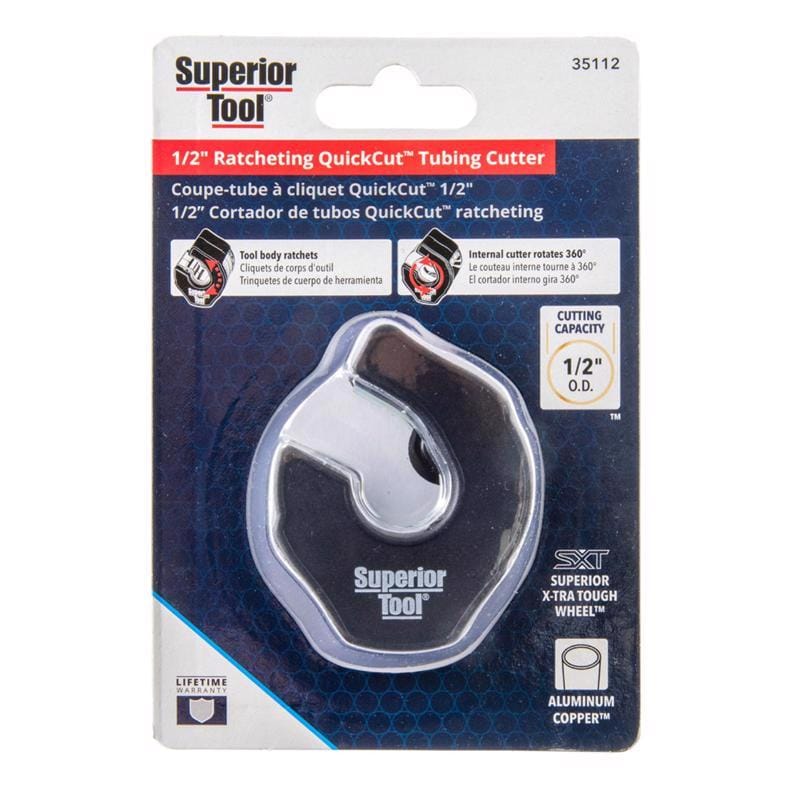 Superior Tool 35112 1/2 in. Ratcheting Pipe Cutter Red 1 pc