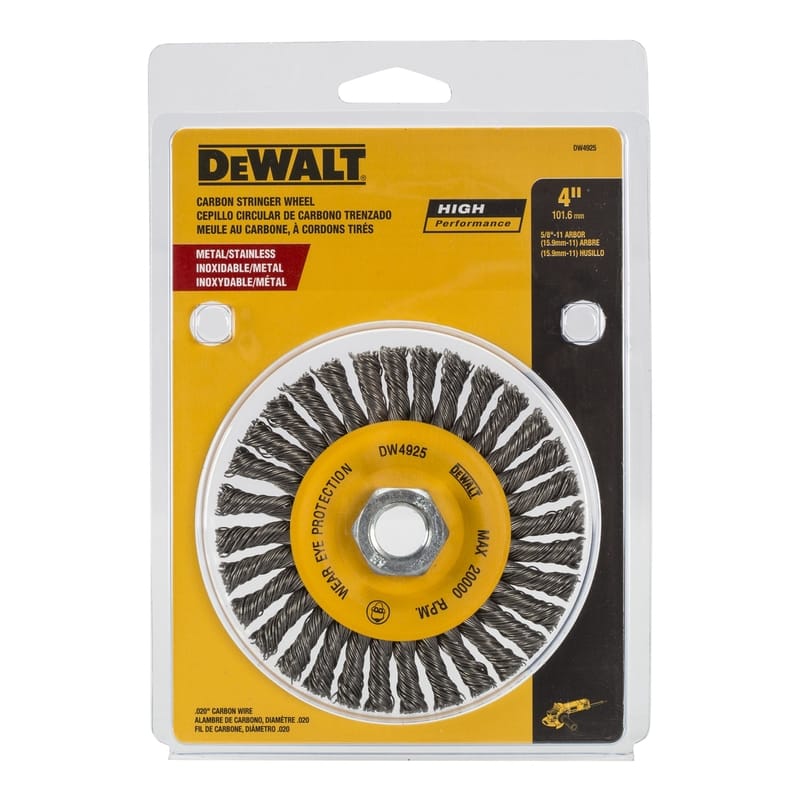 Dewalt DW4925 High Performance 4 in. Coarse Crimped/Knotted Wire Wheel Brush Carbon Steel 20000 rpm 1 pc