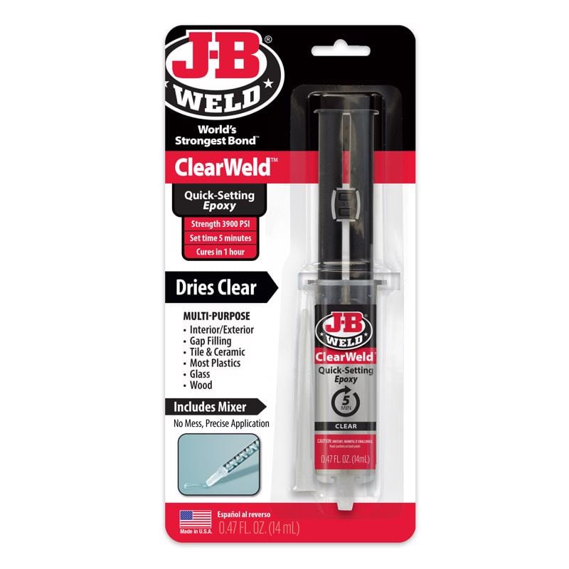 J-B WELD 50114-H Clear Weld High Strength Epoxy Clear Syringes 0.47 oz