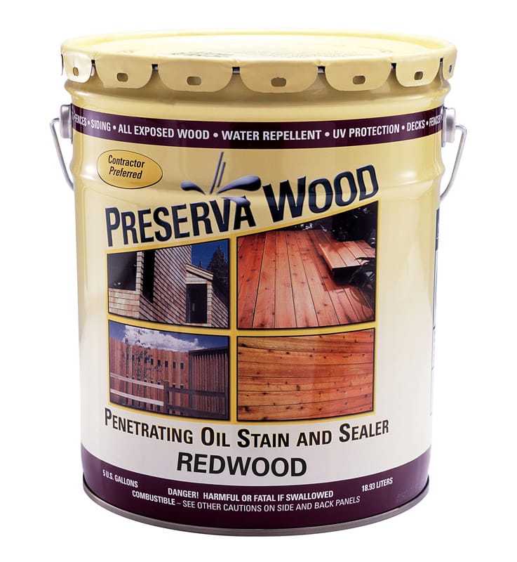 Preserva Wood 40502 Transparent Matte Redwood Oil-Based Oil Penetrating Wood Stain/Sealer 5 gal