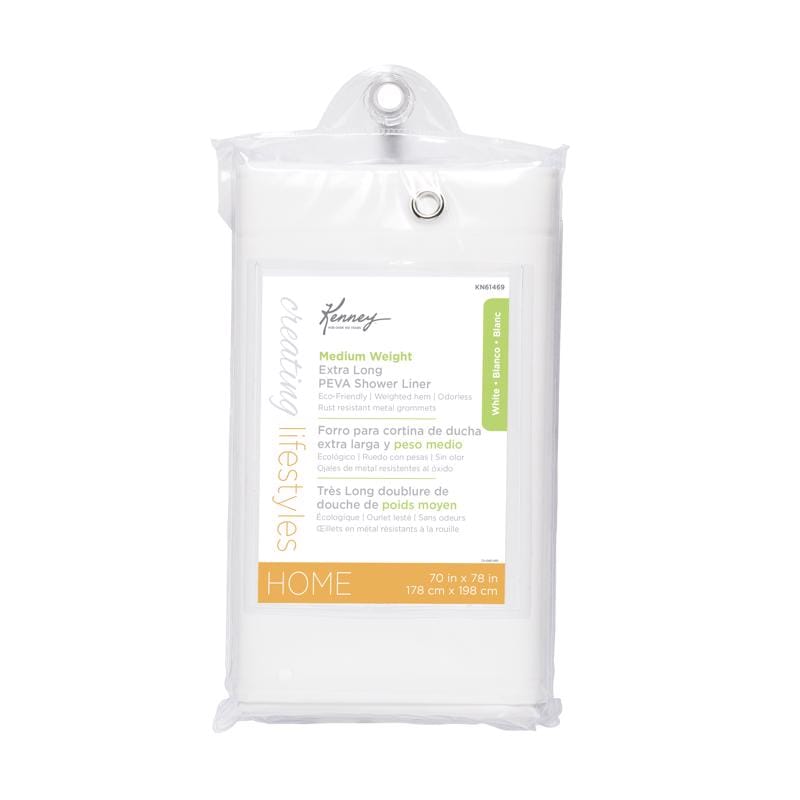 Kenney KN61469 78 in. H X 70 in. W White Shower Curtain Liner PEVA