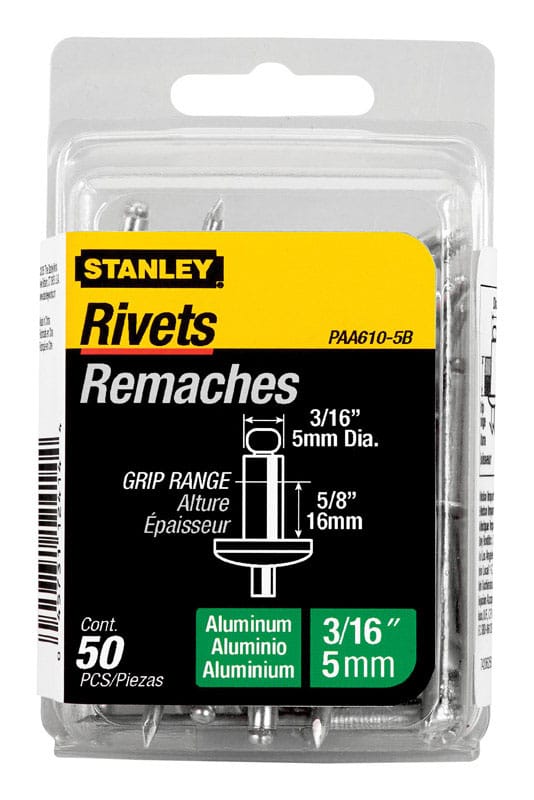 Stanley PAA610-5B 3/16 in. D X 5/8 in. Aluminum Blind Rivets Silver 50 ct