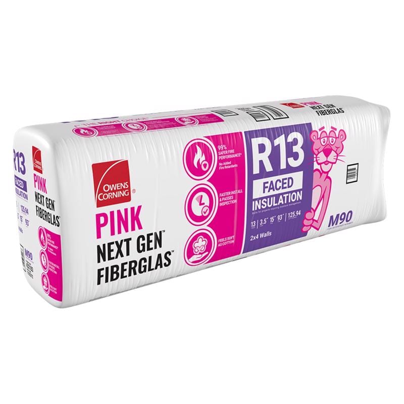 Owens Corning OCM90 15 in. W X 93 in. L X 3.5 in. R-13 Kraft Faced Fiberglass Insulation Batt 125.94 sq ft