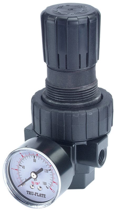 Tru-Flate TRFL27404 Plastic Compact Regulator with Gauge 1/4 in. NPT 160 psi 1 pc