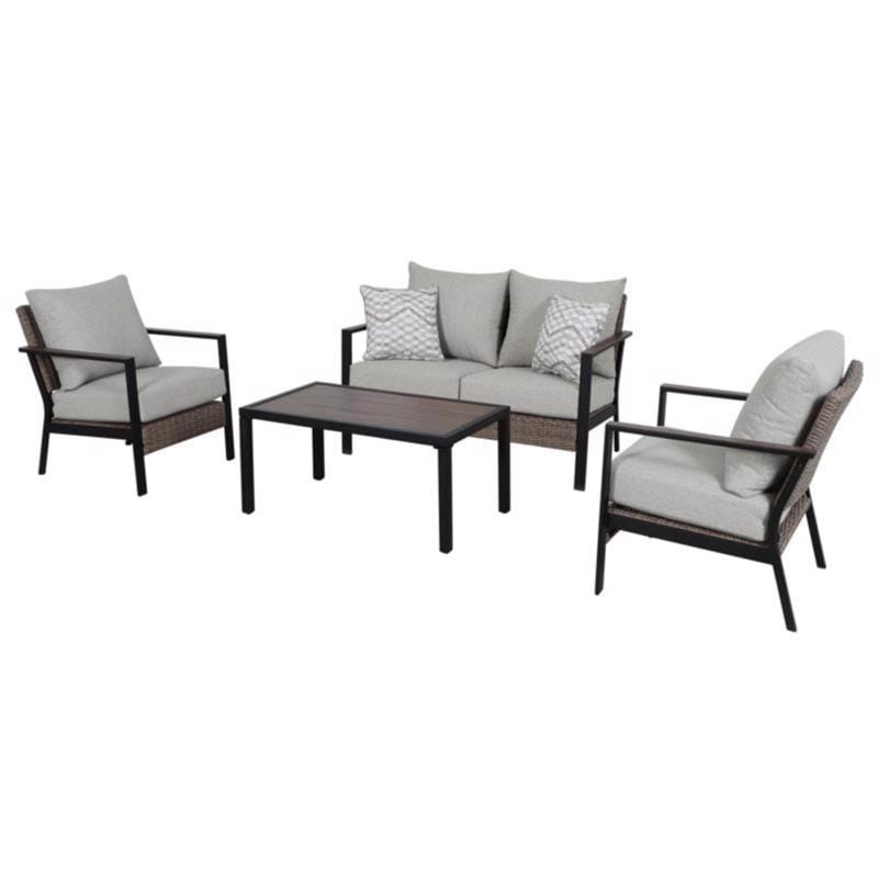 Living Accents HG-SF9045 Rhett 4 pc Black Steel Contemporary Patio Set Tan