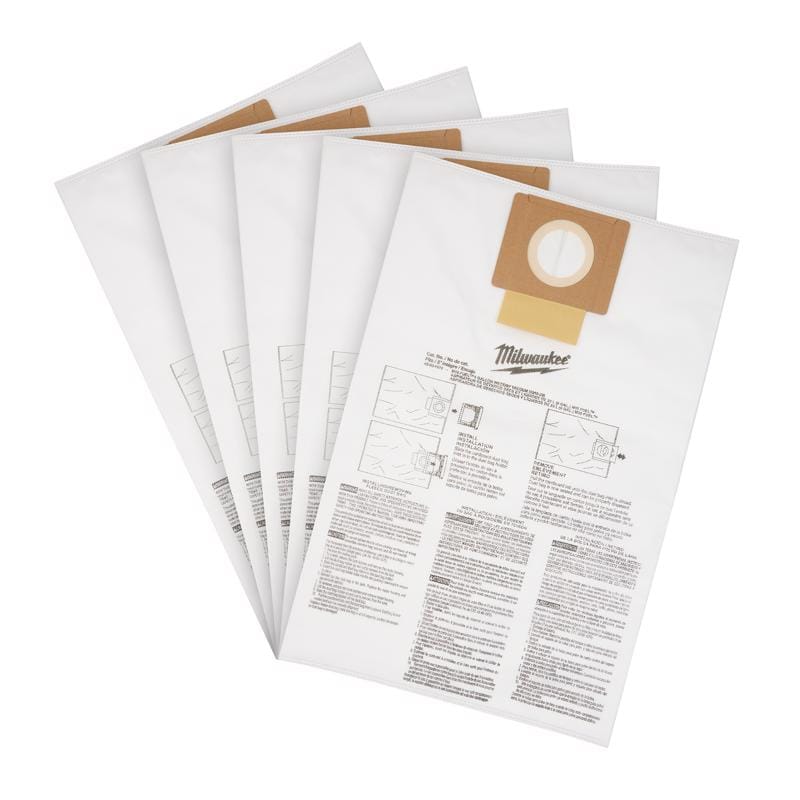 Milwaukee 49-90-1979 Wet/Dry Shop Vac Dust Collector Bags 6 gal 5 pc